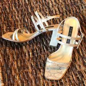 Snakeskin Nine West summer strappy heels  8 1/2
